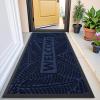 imageSmiry Welcome Mat Indoor Outdoor AllSeason Waterproof Front Door Mat Sturdy Natural Rubber Doormat NonSlip Easy Clean Low Profile Dirt Trapper for Porch Patio Entrance 295x17 GreenNavy