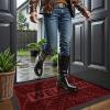 imageSmiry Welcome Mat Indoor Outdoor AllSeason Waterproof Front Door Mat Sturdy Natural Rubber Doormat NonSlip Easy Clean Low Profile Dirt Trapper for Porch Patio Entrance 295x17 GreenWine Red