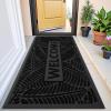 imageSmiry Welcome Mat Indoor Outdoor AllSeason Waterproof Front Door Mat Sturdy Natural Rubber Doormat NonSlip Easy Clean Low Profile Dirt Trapper for Porch Patio Entrance 295x17 GreenBlack