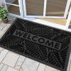 imageSmiry Welcome Mat Indoor Outdoor AllSeason Waterproof Front Door Mat Sturdy Natural Rubber Doormat NonSlip Easy Clean Low Profile Dirt Trapper for Porch Patio Entrance 295x17 GreenBlack