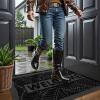 imageSmiry Welcome Mat Indoor Outdoor AllSeason Waterproof Front Door Mat Sturdy Natural Rubber Doormat NonSlip Easy Clean Low Profile Dirt Trapper for Porch Patio Entrance 295x17 GreenBlack