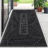 imageSmiry Welcome Mat Indoor Outdoor AllSeason Waterproof Front Door Mat Sturdy Natural Rubber Doormat NonSlip Easy Clean Low Profile Dirt Trapper for Porch Patio Entrance 295x17 GreenGrey