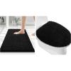 imageSmiry Bathroom Rugs 24x16 and Toilet Lid Cover 175x15 Soft and Absorbent Shaggy Bath Mat Machine Washable NonSlip Plush Carpet Runner for Tub Shower and Floor Home DecorBlack