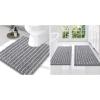 imageSmiry Bathroom Rugs Set 3 Piece Extra Soft Absorbent Non Slip Rubber Backing Machine Washable Quick Dry Chenille Bath Rug Set for Tub Shower and Floor 34quot x 21quot30quot x 20quot UShaped 24quot x 20quot Grey