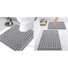 imageSmiry Bathroom Rugs Set 3 Piece Extra Soft Absorbent Non Slip Rubber Backing Machine Washable Quick Dry Chenille Bath Rug Set for Tub Shower and Floor 30quot x 20quot24quot x 16quot UShaped 24quot x 20quot Grey