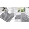 imageSmiry Bathroom Rugs Set 3 Piece Extra Soft Absorbent Non Slip Rubber Backing Machine Washable Quick Dry Chenille Bath Rug Set for Tub Shower and Floor 59quot x 20quot30quot x 20quot UShaped 24quot x 20quot Grey