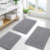 imageSmiry Bathroom Rugs Set 3 Piece Extra Soft Absorbent Non Slip Rubber Backing Machine Washable Quick Dry Chenille Bath Rug Set for Tub Shower and Floor 30quot x 20quot30quot x 20quot 24quot x 16quot Grey