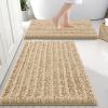 imageSmiry Bathroom Rugs Sets 2 Piece Soft Absorbent Non Slip Rubber Backing Machine Washable Quick Dry Chenille Bath Rug Set for Tub Shower and Floor 30quot x 20quot Plus 24quot x 16quot GreyBeige