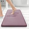 imageSmiry Memory Foam Bath Mat 24x16 Extra Soft and Absorbent Bathroom Mats Non Slip Washable Carpet for Floor Shower and Tub Deep Plum