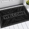 imageSmiry Welcome Mat Indoor Outdoor AllSeason Waterproof Front Door Mat Sturdy Natural Rubber Doormat NonSlip Easy Clean Low Profile Dirt Trapper for Porch Patio Entrance 295x17 GreenBlack