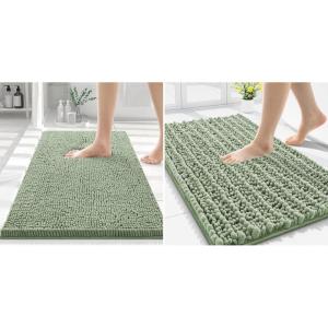 imageSmiry Bathroom Rugs 30X2030X20 Extra Soft Absorbent Shaggy Chenille Bath Mats Machine Washable Dry Quickly NonSlip Plush for Tub Shower and Floor Home Decor Accessories Sage Green
