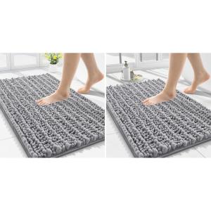 imageSmiry Bathroom Rugs Mat 30x2024x16 Extra Soft Absorbent Chenille Bath Rugs Non Slip Rubber Backing Machine Washable Quick Dry Bath Mats for Bathroom Floor Tub Shower Home Decor Accessories Grey