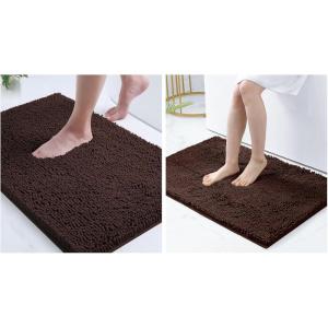 imageSmiry Luxury Chenille Bath Rug Set 2 Piece Extra Soft and Absorbent Shaggy Bathroom Mat Rugs Machine Washable NonSlip Plush Carpet Runner for Tub Shower and Bath Room24x1636quotx24quotBrown