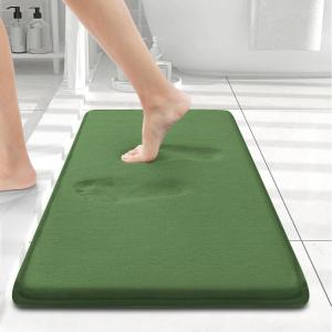imageSmiry Memory Foam Bath Mat 24x16 Extra Soft and Absorbent Bathroom Mats Non Slip Washable Carpet for Floor Shower and Tub Olive Green