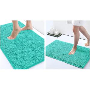 imagesmiry Luxury Chenille Bath Rug Set 2 Piece Extra Soft and Absorbent Shaggy Bathroom Mat Rugs Machine Washable NonSlip Plush Carpet Runner for Tub Shower and Bath Room24x1630quotx20quotTurquois
