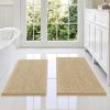 imageSmiry Bathroom Rugs Sets 2 Piece Soft Absorbent Chenille Machine Washable Non Slip Shaggy Bath Rug Set for Tub Shower and Floor 34x2130x20 WhiteBeige