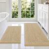 imageSmiry Bathroom Rugs Sets 2 Piece Soft Absorbent Chenille Machine Washable Non Slip Shaggy Bath Rug Set for Tub Shower and Floor 34x2130x20 WhiteBeige