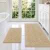 imageSmiry Bathroom Rugs Sets 2 Piece Soft Absorbent Chenille Machine Washable Non Slip Shaggy Bath Rug Set for Tub Shower and Floor 34x2130x20 WhiteBeige