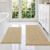 imageSmiry Bathroom Rugs Sets 2 Piece Soft Absorbent Chenille Machine Washable Non Slip Shaggy Bath Rug Set for Tub Shower and Floor 34x2130x20 WhiteBeige
