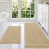 imageSmiry Bathroom Rugs Sets 2 Piece Soft Absorbent Chenille Machine Washable Non Slip Shaggy Bath Rug Set for Tub Shower and Floor 34x2130x20 WhiteBeige