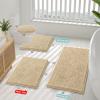 imageSmiry Bathroom Rugs Sets 2 Piece Soft Absorbent Chenille Machine Washable Non Slip Shaggy Bath Rug Set for Tub Shower and Floor 34x2130x20 WhiteBeige