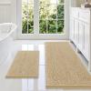 imageSmiry Bathroom Rugs Sets 2 Piece Soft Absorbent Chenille Machine Washable Non Slip Shaggy Bath Rug Set for Tub Shower and Floor 34x2130x20 WhiteBeige