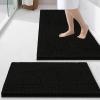 imageSmiry Bathroom Rugs Sets 2 Piece Soft Absorbent Chenille Machine Washable Non Slip Shaggy Bath Rug Set for Tub Shower and Floor 34x2130x20 WhiteBlack