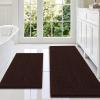 imageSmiry Bathroom Rugs Sets 2 Piece Soft Absorbent Chenille Machine Washable Non Slip Shaggy Bath Rug Set for Tub Shower and Floor 34x2130x20 WhiteBrown