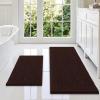 imageSmiry Bathroom Rugs Sets 2 Piece Soft Absorbent Chenille Machine Washable Non Slip Shaggy Bath Rug Set for Tub Shower and Floor 34x2130x20 WhiteBrown