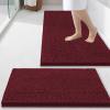imageSmiry Bathroom Rugs Sets 2 Piece Soft Absorbent Chenille Machine Washable Non Slip Shaggy Bath Rug Set for Tub Shower and Floor 34x2130x20 WhiteBurgundy