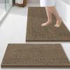 imageSmiry Bathroom Rugs Sets 2 Piece Soft Absorbent Chenille Machine Washable Non Slip Shaggy Bath Rug Set for Tub Shower and Floor 34x2130x20 WhiteCamel