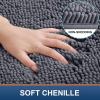 imageSmiry Bathroom Rugs Sets 2 Piece Soft Absorbent Chenille Machine Washable Non Slip Shaggy Bath Rug Set for Tub Shower and Floor 34x2130x20 WhiteCharcoal Grey