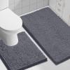 imageSmiry Bathroom Rugs Sets 2 Piece Soft Absorbent Chenille Machine Washable Non Slip Shaggy Bath Rug Set for Tub Shower and Floor 34x2130x20 WhiteCharcoal Grey