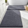 imageSmiry Bathroom Rugs Sets 2 Piece Soft Absorbent Chenille Machine Washable Non Slip Shaggy Bath Rug Set for Tub Shower and Floor 34x2130x20 WhiteCharcoal Grey