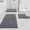 imageSmiry Bathroom Rugs Sets 2 Piece Soft Absorbent Chenille Machine Washable Non Slip Shaggy Bath Rug Set for Tub Shower and Floor 34x2130x20 WhiteCharcoal Grey