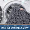 imageSmiry Bathroom Rugs Sets 2 Piece Soft Absorbent Chenille Machine Washable Non Slip Shaggy Bath Rug Set for Tub Shower and Floor 34x2130x20 WhiteCharcoal Grey