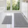 imageSmiry Bathroom Rugs Sets 2 Piece Soft Absorbent Chenille Machine Washable Non Slip Shaggy Bath Rug Set for Tub Shower and Floor 34x2130x20 WhiteGrey