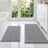 imageSmiry Bathroom Rugs Sets 2 Piece Soft Absorbent Chenille Machine Washable Non Slip Shaggy Bath Rug Set for Tub Shower and Floor 34x2130x20 WhiteGrey