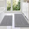 imageSmiry Bathroom Rugs Sets 2 Piece Soft Absorbent Chenille Machine Washable Non Slip Shaggy Bath Rug Set for Tub Shower and Floor 34x2130x20 WhiteGrey