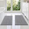imageSmiry Bathroom Rugs Sets 2 Piece Soft Absorbent Chenille Machine Washable Non Slip Shaggy Bath Rug Set for Tub Shower and Floor 34x2130x20 WhiteGrey