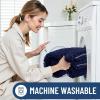 imageSmiry Bathroom Rugs Sets 2 Piece Soft Absorbent Chenille Machine Washable Non Slip Shaggy Bath Rug Set for Tub Shower and Floor 34x2130x20 WhiteNavy Blue