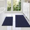imageSmiry Bathroom Rugs Sets 2 Piece Soft Absorbent Chenille Machine Washable Non Slip Shaggy Bath Rug Set for Tub Shower and Floor 34x2130x20 WhiteNavy Blue