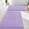 imageSmiry Bathroom Rugs Sets 2 Piece Soft Absorbent Chenille Machine Washable Non Slip Shaggy Bath Rug Set for Tub Shower and Floor 34x2130x20 WhitePurple