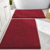 imageSmiry Bathroom Rugs Sets 2 Piece Soft Absorbent Chenille Machine Washable Non Slip Shaggy Bath Rug Set for Tub Shower and Floor 34x2130x20 WhiteRed