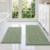 imageSmiry Bathroom Rugs Sets 2 Piece Soft Absorbent Chenille Machine Washable Non Slip Shaggy Bath Rug Set for Tub Shower and Floor 34x2130x20 WhiteSage Green