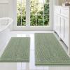 imageSmiry Bathroom Rugs Sets 2 Piece Soft Absorbent Chenille Machine Washable Non Slip Shaggy Bath Rug Set for Tub Shower and Floor 34x2130x20 WhiteSage Green