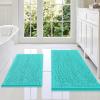 imageSmiry Bathroom Rugs Sets 2 Piece Soft Absorbent Chenille Machine Washable Non Slip Shaggy Bath Rug Set for Tub Shower and Floor 34x2130x20 WhiteTurquoise