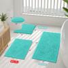 imageSmiry Bathroom Rugs Sets 2 Piece Soft Absorbent Chenille Machine Washable Non Slip Shaggy Bath Rug Set for Tub Shower and Floor 34x2130x20 WhiteTurquoise