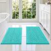 imageSmiry Bathroom Rugs Sets 2 Piece Soft Absorbent Chenille Machine Washable Non Slip Shaggy Bath Rug Set for Tub Shower and Floor 34x2130x20 WhiteTurquoise