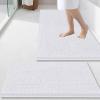 imageSmiry Bathroom Rugs Sets 2 Piece Soft Absorbent Chenille Machine Washable Non Slip Shaggy Bath Rug Set for Tub Shower and Floor 34x2130x20 WhiteWhite